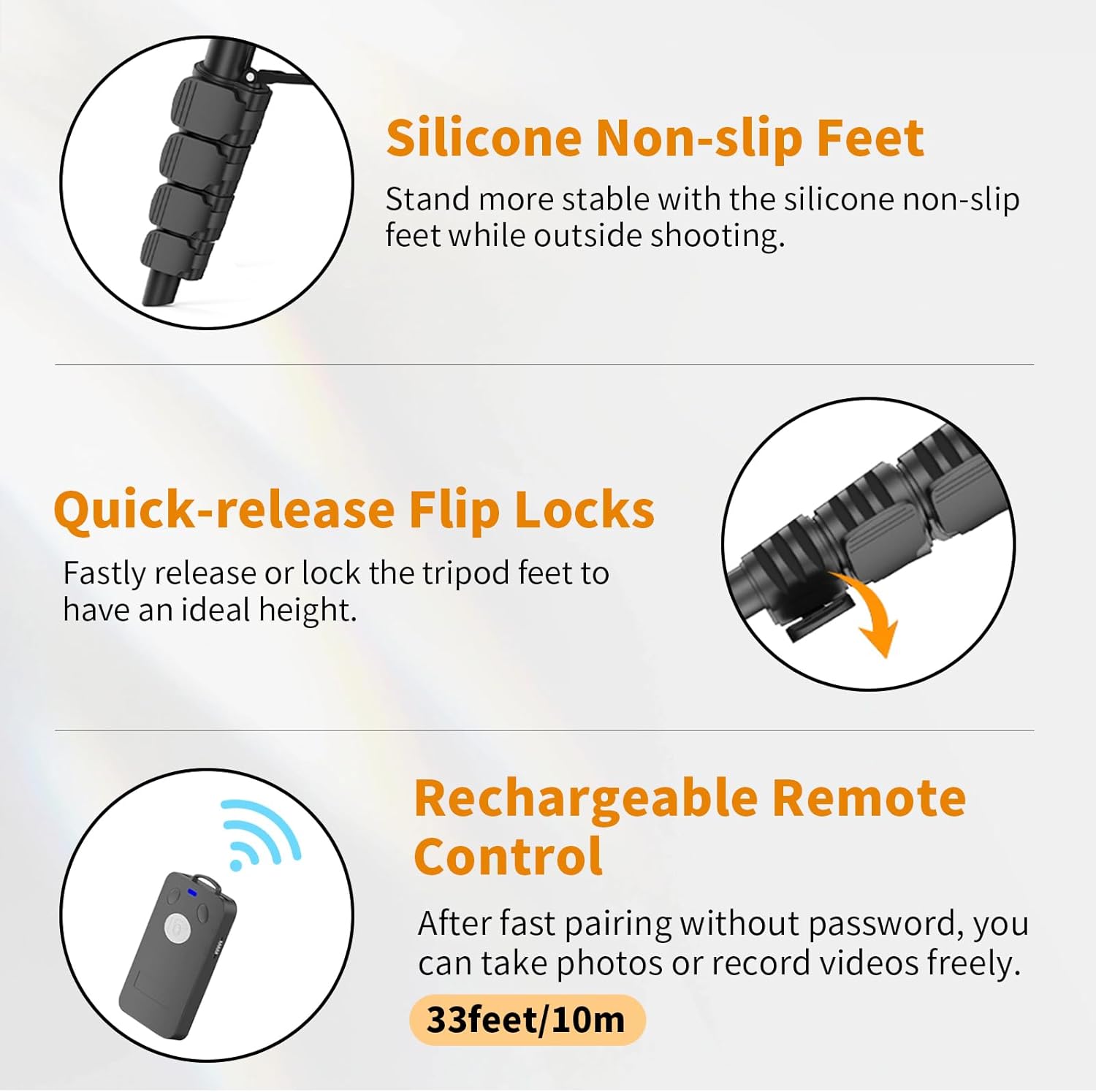 XXZU Tripod, 67" Camera Tripod with Travel Bag, Cell Phone Tripod with Remote, Aluminum Portable Tripod Stand with Phone Tripod Mount & 1/4”Screw, for Phone/Camera/Projector/DSLR/SLR - Image 4